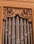 Carved ornament, pipe shade carving, Fritts pipe organ, University of Notre Dame, Notre Dame, IN