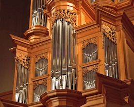 Ruke positive, pipe shade carving, Fritts pipe organ, Notre Dame University